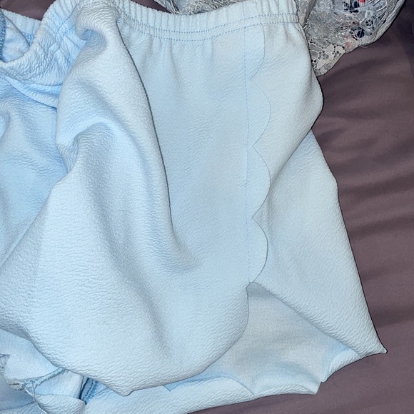 NWT 2pc SET🌹 SS20 Long Stem Roses Silk Tunic Blouse Matching Shorts -Cornflower - Picture 9 of 15